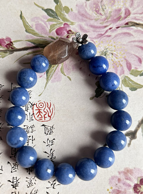 孤品珍品  团团卷毛天然蓝兔毛香槟兔毛925银饰手串