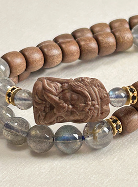 售罄天然灰月光彩光印度迈索尔正区老山檀扎基／佛头／醒狮双圈