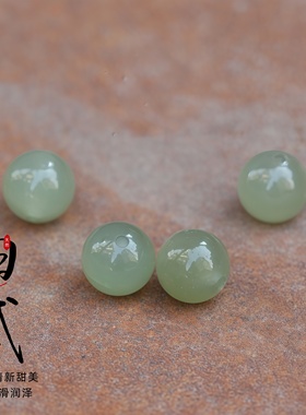 新疆和田玉青白玉散珠晴水单珠