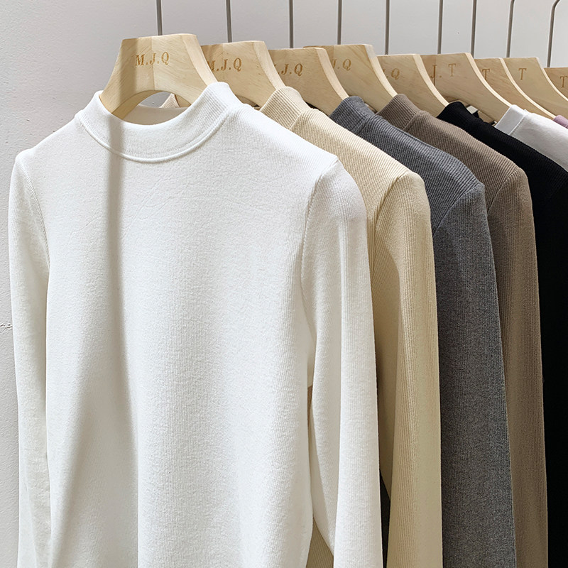 半高领打底衫女德绒内搭长袖T恤2025秋冬季修身显瘦纯色基础上衣,淘宝优惠券,粉丝福利购,淘宝优惠卷