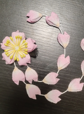 日系发夹手工粉色樱花