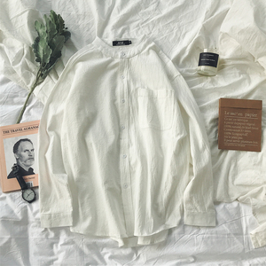 男士韩版棉麻休闲长袖衬衫