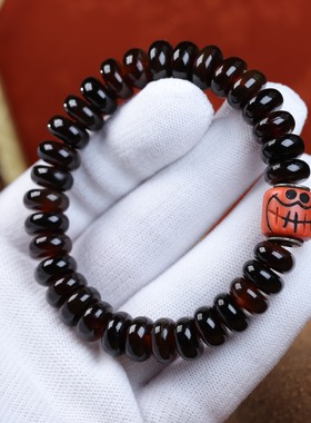 酒红色血料山龟壳手串