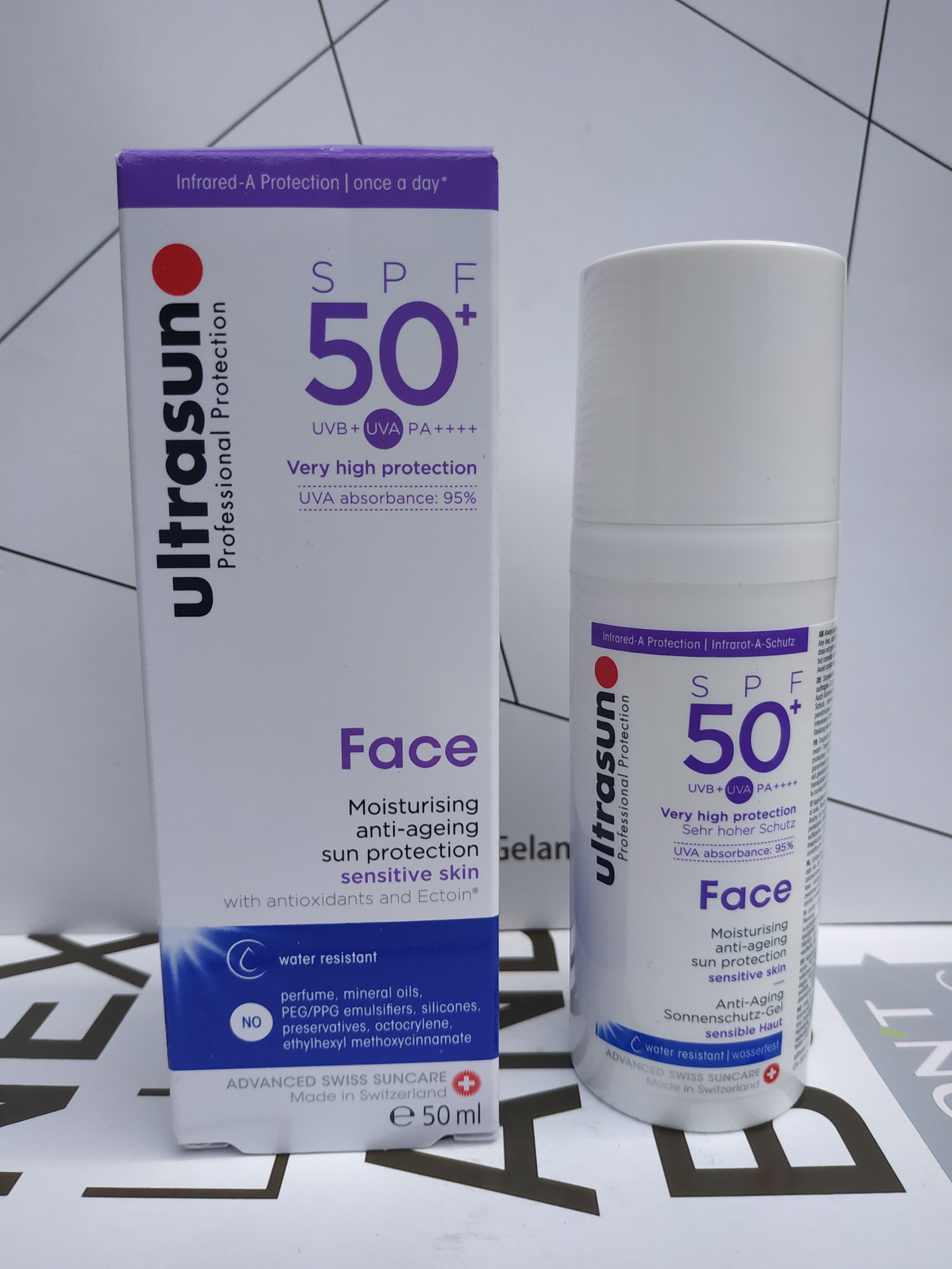 瑞士优佳防晒霜 Ultrasun面部抗光老防晒乳SPF50/50ML小紫瓶-图0