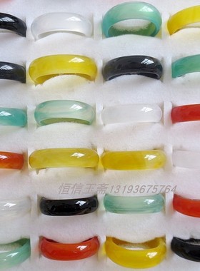 批发天然玛瑙戒指特价玉指环多种颜色送礼亲人朋友定制款玛瑙扳指