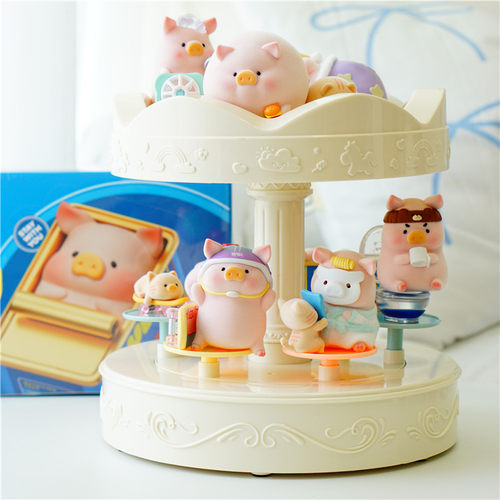 正版lulu猪盲盒动物派对宅猪相伴日常旅行五星餐厅罐头猪公仔整套 - 图2