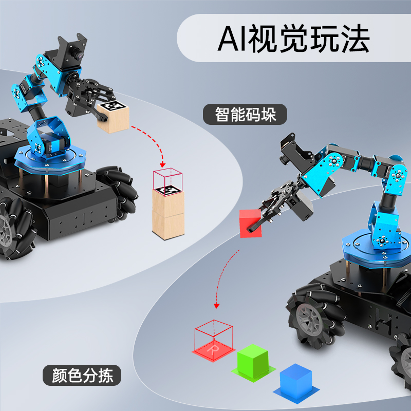 树莓派视觉机械臂ArmPi Pro麦轮智能小车搬运Python编程ROS机器人 - 图0