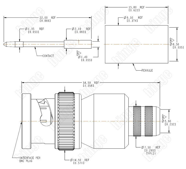 AmphenolRF 031-70534 12G BNC DC-12GHz带宽 75欧 BELDEN 4794R - 图1