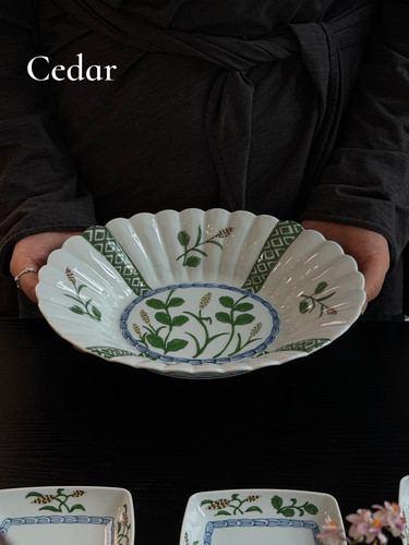 国内现货日本制手绘麦穗高温瓷手作器皿餐盘椭圆盘水果盘菜盘方碟 - 图0