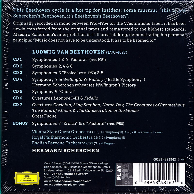 贝多芬交响曲全集 序曲 8CD Hermann Scherchen 舍尔兴 4838163 - 图1