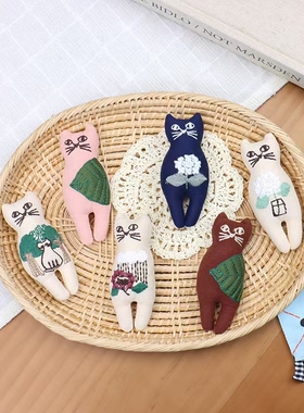 森系可爱布艺充棉猫咪胸针挂件包包服装配饰百搭服饰辅料配件