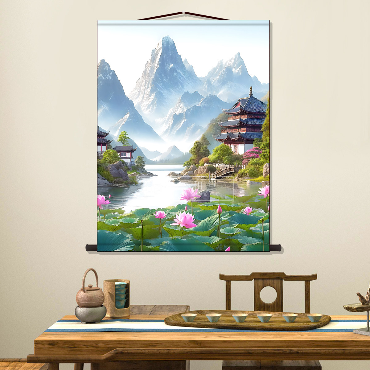 山水画佛道仙暗堂背景挂画仙境山水风景东北仙家招财无活物亭子画,淘宝优惠券,粉丝福利购,淘宝优惠卷