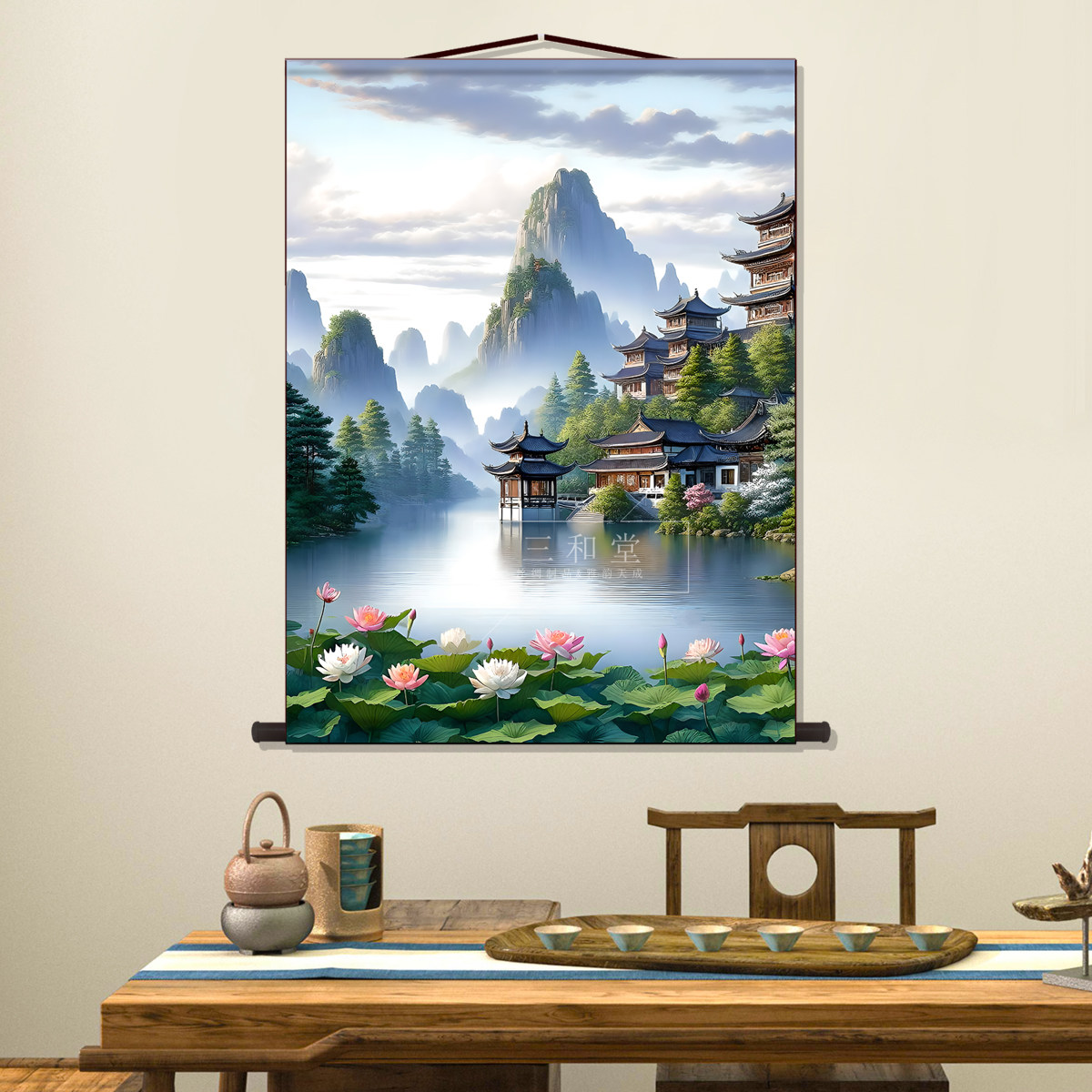 山水画佛道仙暗堂背景挂画仙境山水风景东北仙家招财无活物亭子画,淘宝优惠券,粉丝福利购,淘宝优惠卷