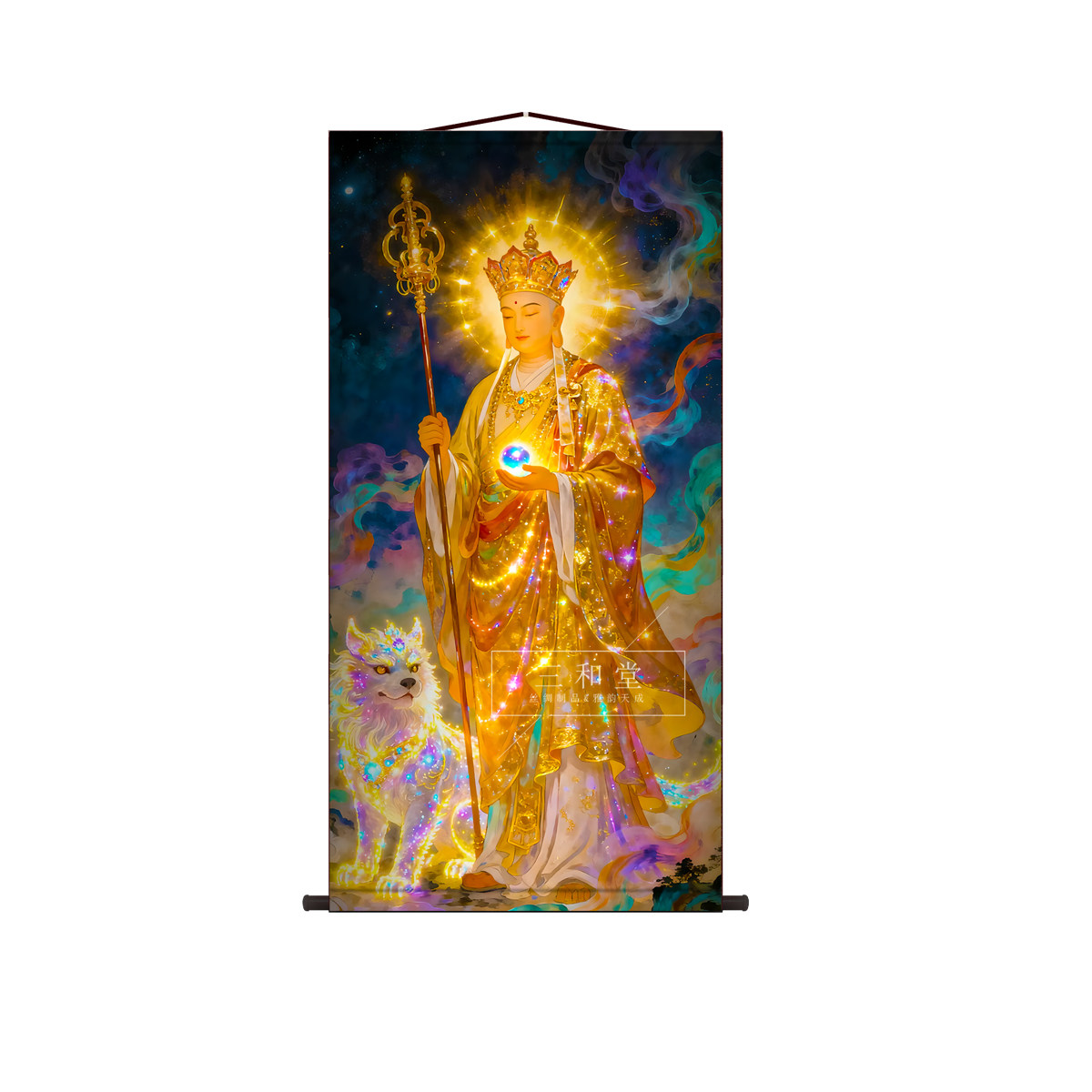 高清庄严地藏王菩萨画像挂画佛堂家用装饰堂屋供奉佛像画卷轴挂画,淘宝优惠券,粉丝福利购,淘宝优惠卷