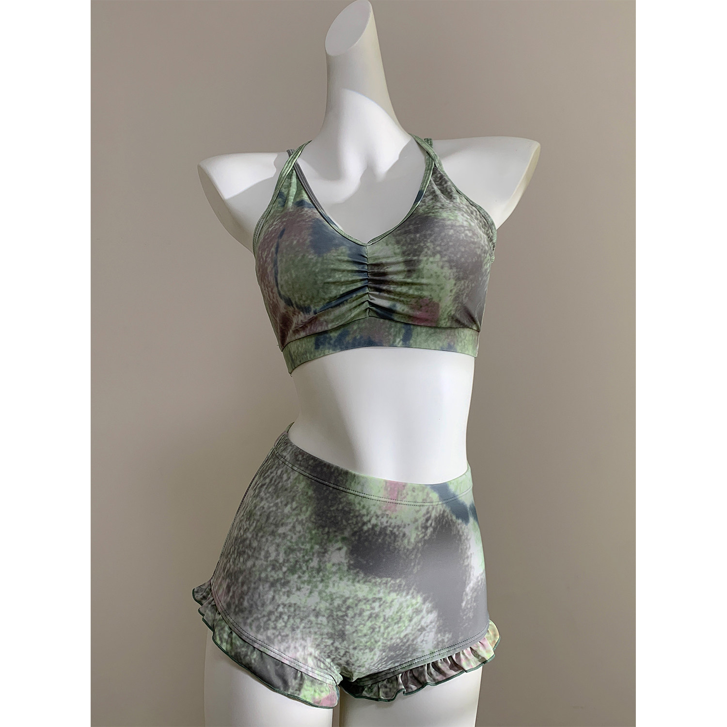 【晨曦雾染】复古晕染防晒罩衫长袖遮肉显瘦三件套泳衣女分体新款,淘宝优惠券,粉丝福利购,淘宝优惠卷