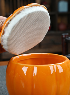 国潮新款陶瓷南瓜茶叶罐摆件密封存储罐客厅家居装饰品喜糖罐婚庆