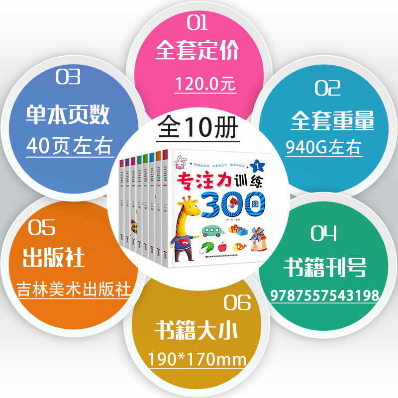 （专注力训练书300图全8册儿童早教书幼儿思维训练宝宝连线找不同书） - 图1