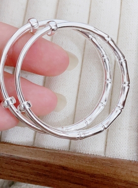 足银9999竹子竹节宝宝银手镯