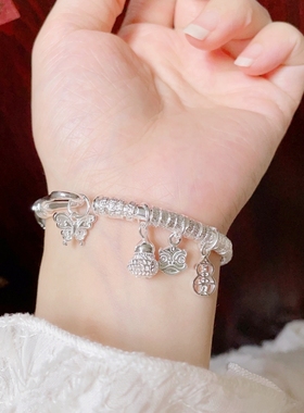 足银9999醒狮盘缠银手镯女