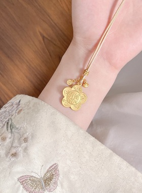 足银999纯银有钱花项链女