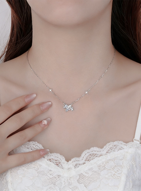 足银999纯银星愿独角兽项链女