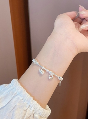 足银999上上签银坨盘缠手链女