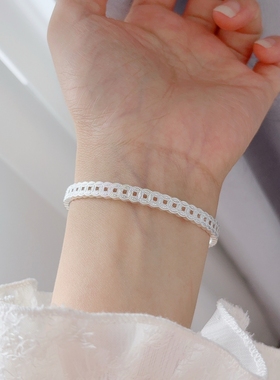 9999纯银碎冰冰钱币银手镯女