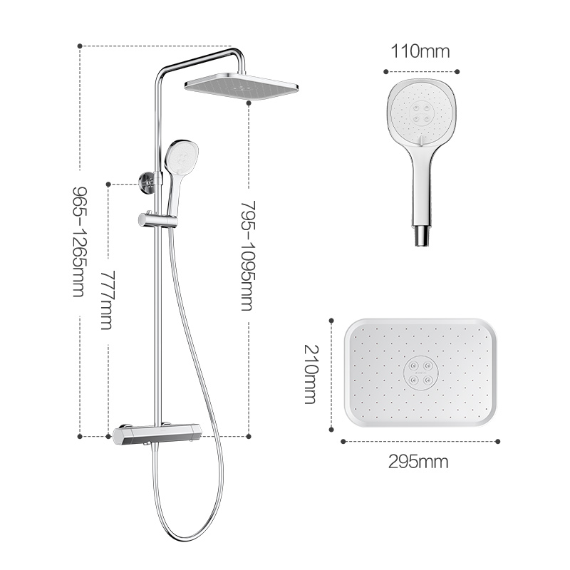 九牧智能恒温淋浴器方形自动除垢大顶喷钻石型阀体花洒套装26174-图3
