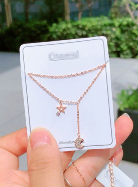 星星月亮项链女夏日韩气质新款小众轻奢锁骨链高级感玫瑰金颈链仙