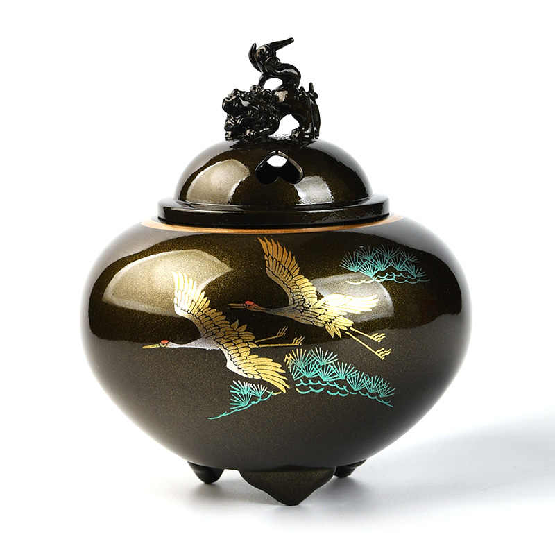 高岡銅器 香炉 七福神六面間取香炉 漆びきメッキ 130-07