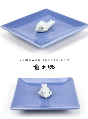 日本小海豚蓝色香盘陶瓷家用