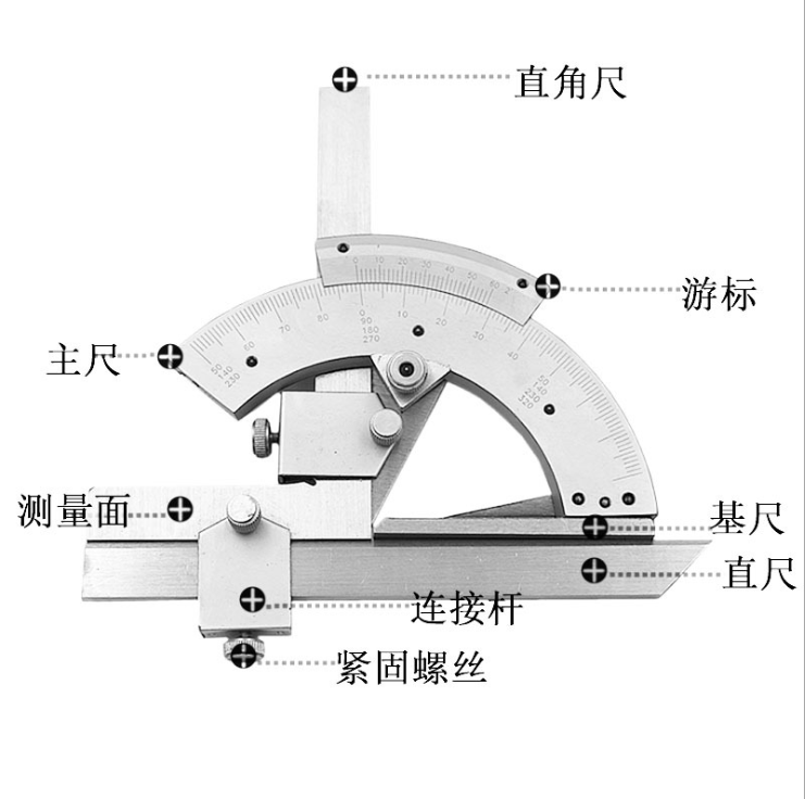 正品上海申菱万能角度尺0-320度量角器角度测量仪360度多功能角尺