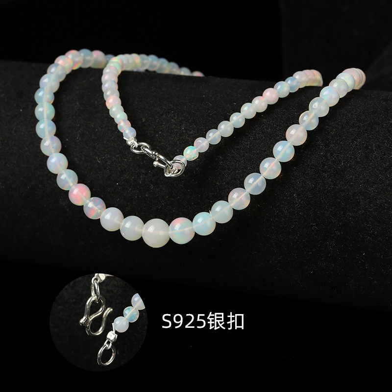 天然炫彩欧泊塔链女款彩色珍贵项链 亲宝水晶颈饰