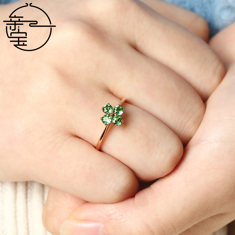 天然18k金沙弗莱时尚戒指戒指耳钉 亲宝水晶戒指/指环