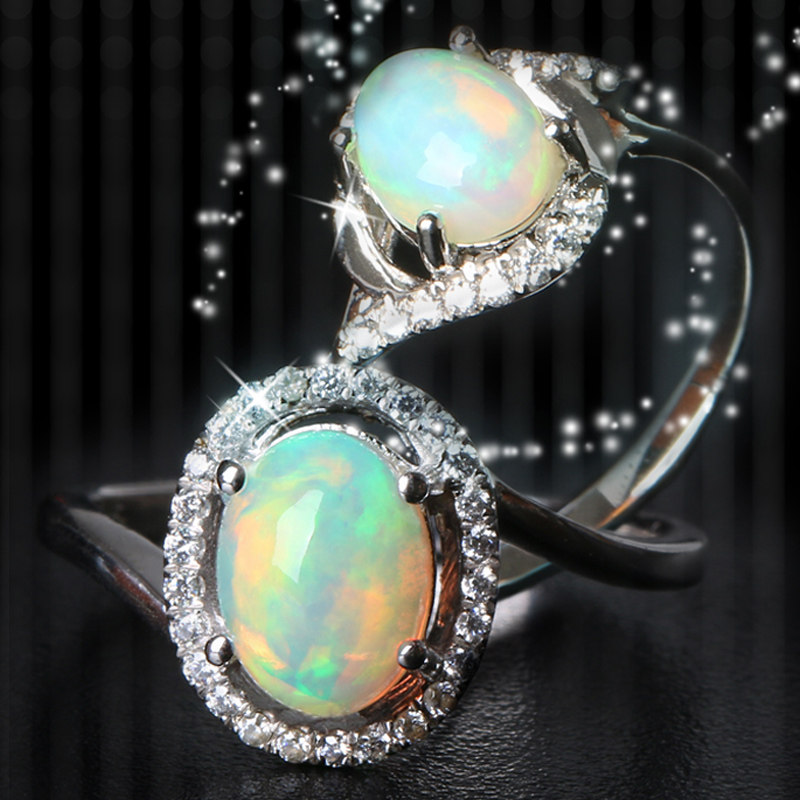 亲宝水晶天然欧泊女款s925银指环 亲宝水晶戒指/指环