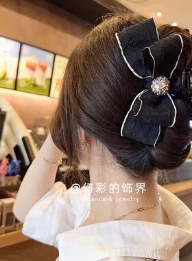 蝴蝶结显发量大号鲨鱼夹仿珍珠