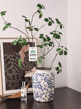 冰裂纹青花瓷花瓶家居装饰品摆件