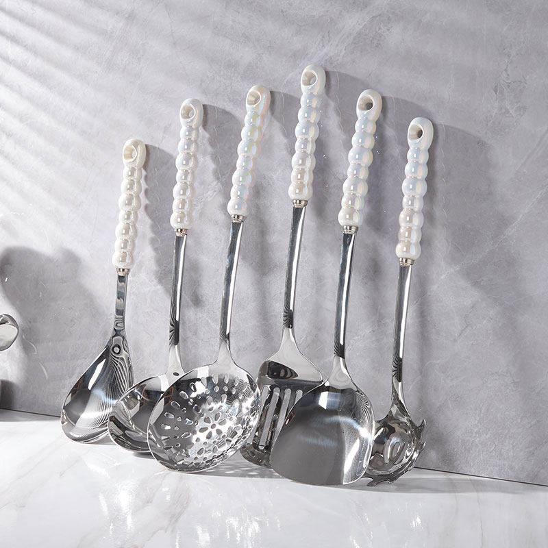 304韩风ins勺铲套装奶油质感珍珠陶瓷手柄锅铲七件套厨具烧菜铲子,淘宝优惠券,粉丝福利购,淘宝优惠卷