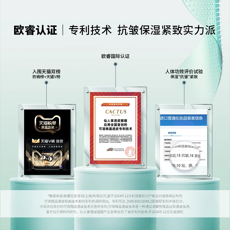 【禧物社】克奥妮斯仙人掌眼膜淡泪沟细纹暗沉保湿抗皱微晶眼膜贴,淘宝优惠券,粉丝福利购,淘宝优惠卷