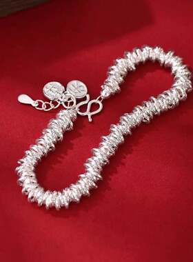 2025新款喜乐手链女时尚手工盘缠手链轻奢感碎银子手镯百搭银手环