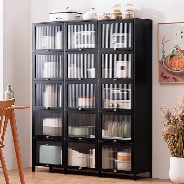 Kitchen storage rack with door storage cabinet floor-to-ceiling oven