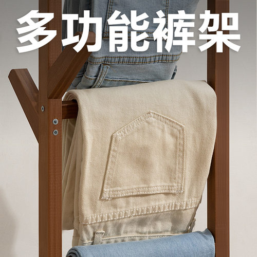 衣架落地卧室挂衣架柜衣帽架置物架简易挂包架简约实木家用现代 - 图1