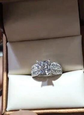 轻奢瑞丽杂志款手饰 满镶精美锆石女式戒指 豪华结婚礼物新娘指环