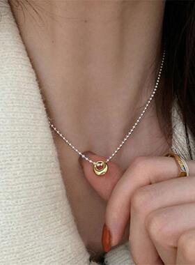 复古简约金银拼色米珠项链ins小众高级锁骨链2024年新款潮
