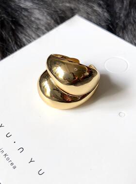 欧美ins几何光面女戒指个性小众设计冷淡风开口双层指环饰品