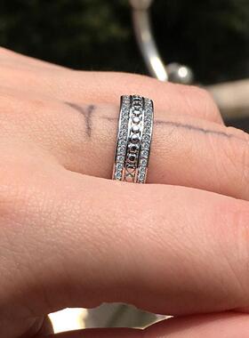 货源新品铜首饰 精致整圈双排锆石戒指 男女通用款指环手饰品