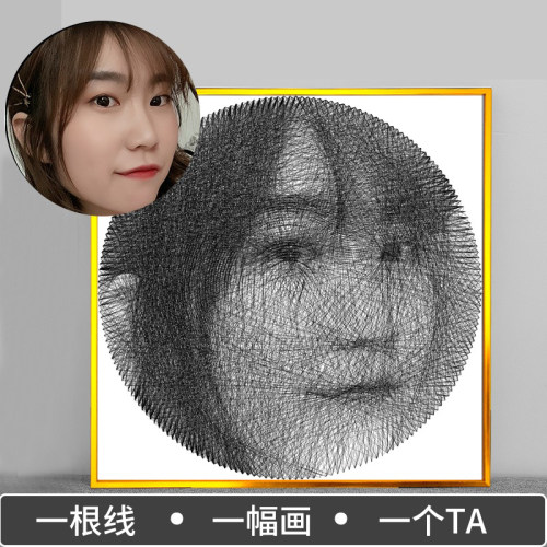 彩色钉子绕线画diy画像定制真人照片情侣定制弦丝画新年礼物顺丰 - 图1