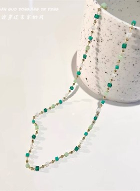 绿色水晶串珠项链女锁骨链