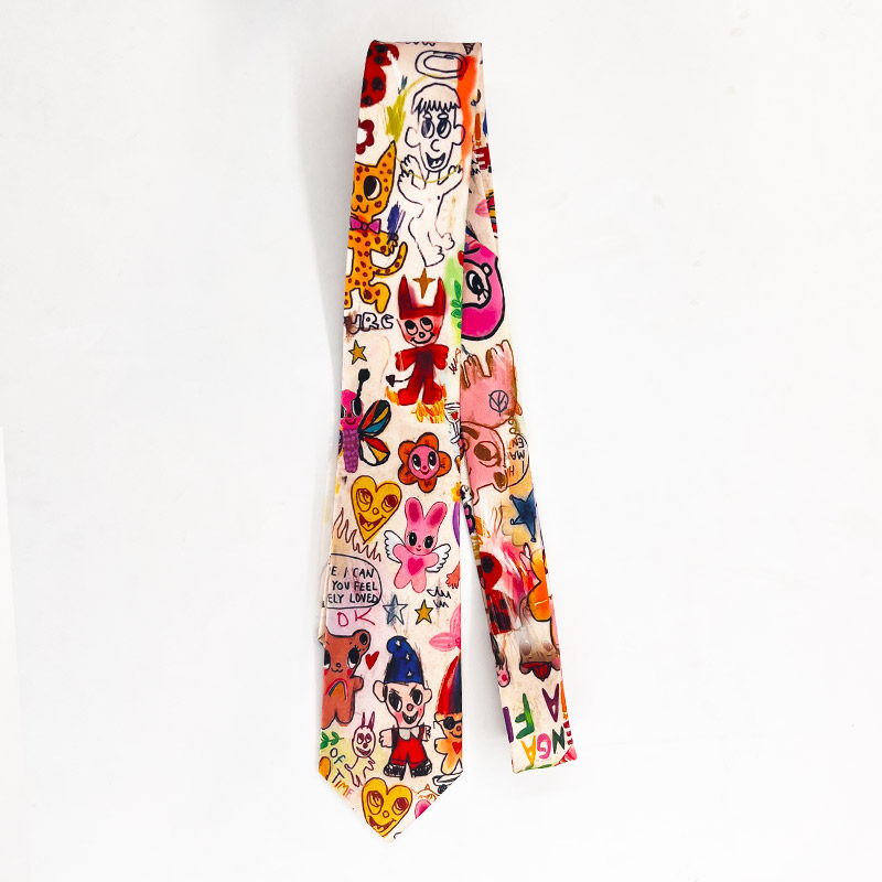 荷囊领带衬衫男女卡通风手打小众学院休闲配饰撞色设计感动物涂鸦,淘宝优惠券,粉丝福利购,淘宝优惠卷