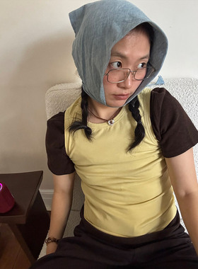 小众表妹 多种功能超好带可以做头巾围巾p屁帘棉麻小方巾